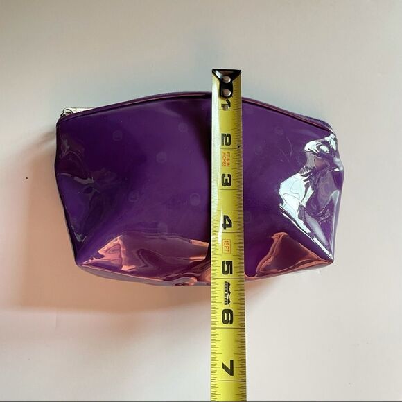 Lancôme Paris Makeup Bag Purple Patent Faux Leather Cosmetic Pouch Rare Vintage - Picture 9 of 10